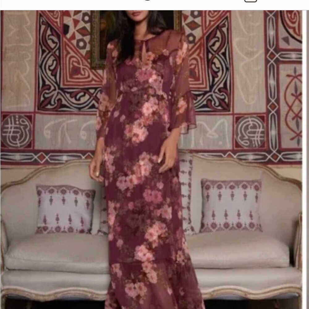 Johnny Was Winonna silk boho ethereal earth tones witchy maxi dress size XS NWT